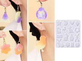 Molde silicona 16 aritos figuras surtidas